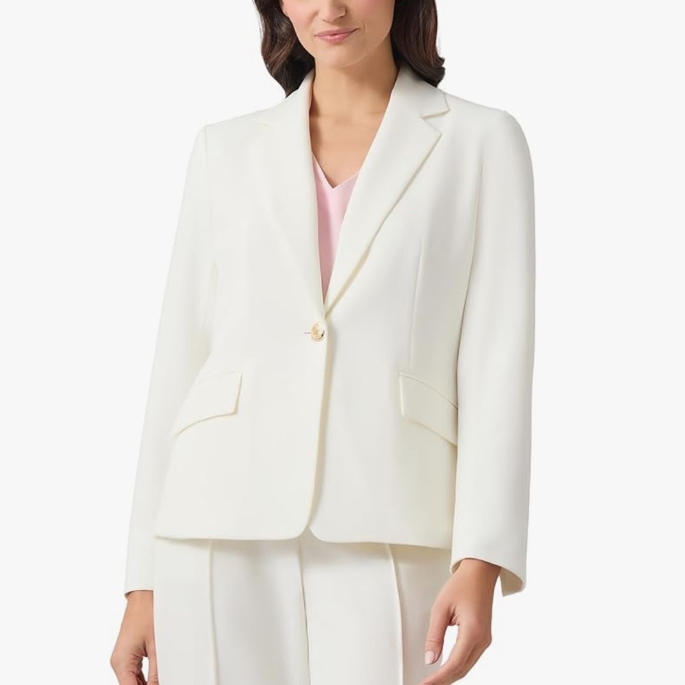 Kasper Womens Crepe One Bttn Jacket W/Slit Sleeves 14
